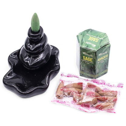 Pack of 10 Masala Backflow Incense - Sage